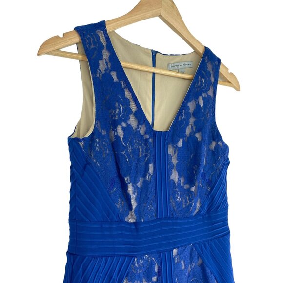Danny Nicole Womens 4 Royal Blue Sheath Dress Lace Fit Flare VNeck Sleeveless - Picture 3 of 16